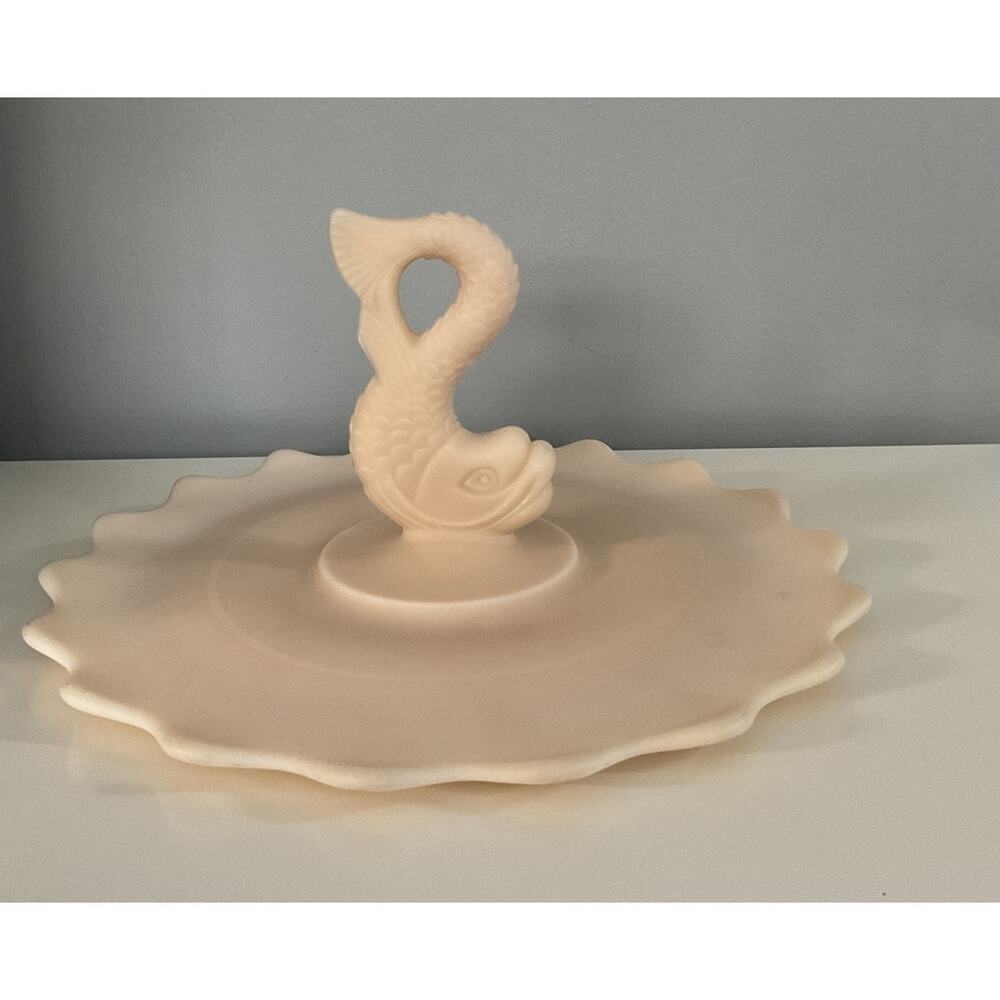 1930's Westmoreland Dolphin Handle Almond Milk Glass